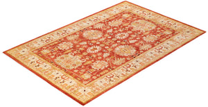 Eclectic, One-of-a-Kind Hand-Knotted Area Rug  - Orange, 5' 10" x 8' 9"