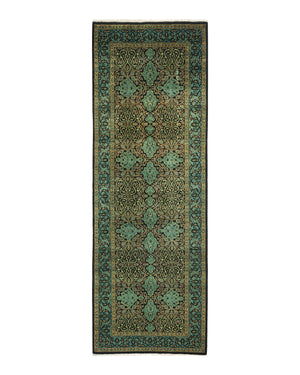 Mogul, One-of-a-Kind Hand-Knotted Runner Rug  - Black, 3' 2" x 8' 10"