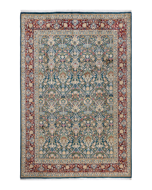 Mogul, One-of-a-Kind Hand-Knotted Area Rug  - Green,  6' 5" x 9' 7"