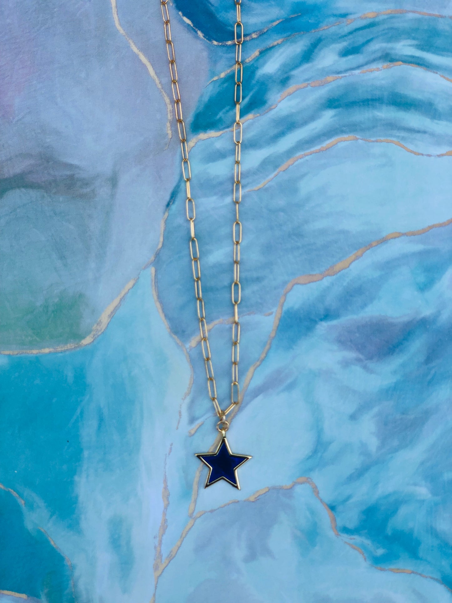 Rylee Blue Enamel Star Necklace