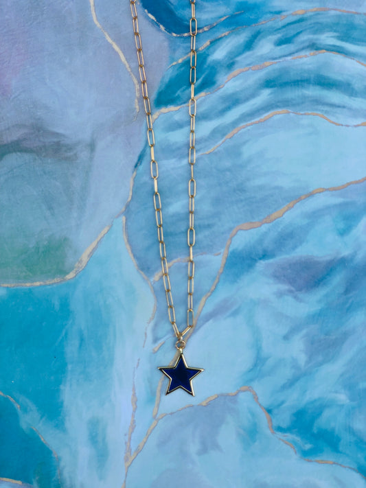 Rylee Blue Enamel Star Necklace