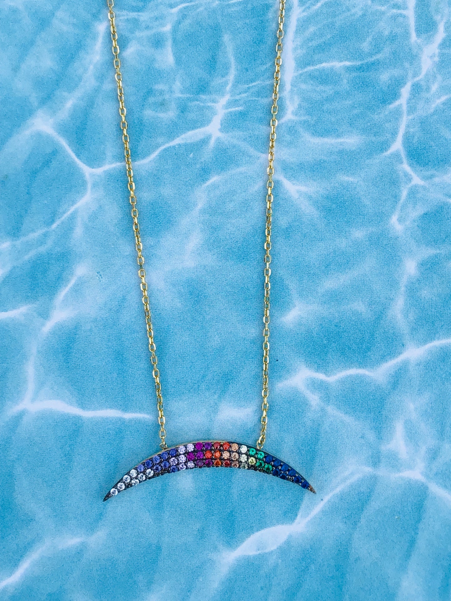 Valeria Rainbow Crescent Necklace